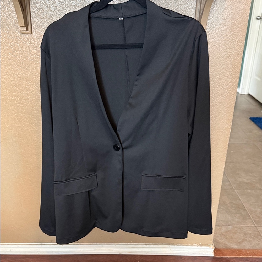 Black Open-Front Women's Blazer Jacket